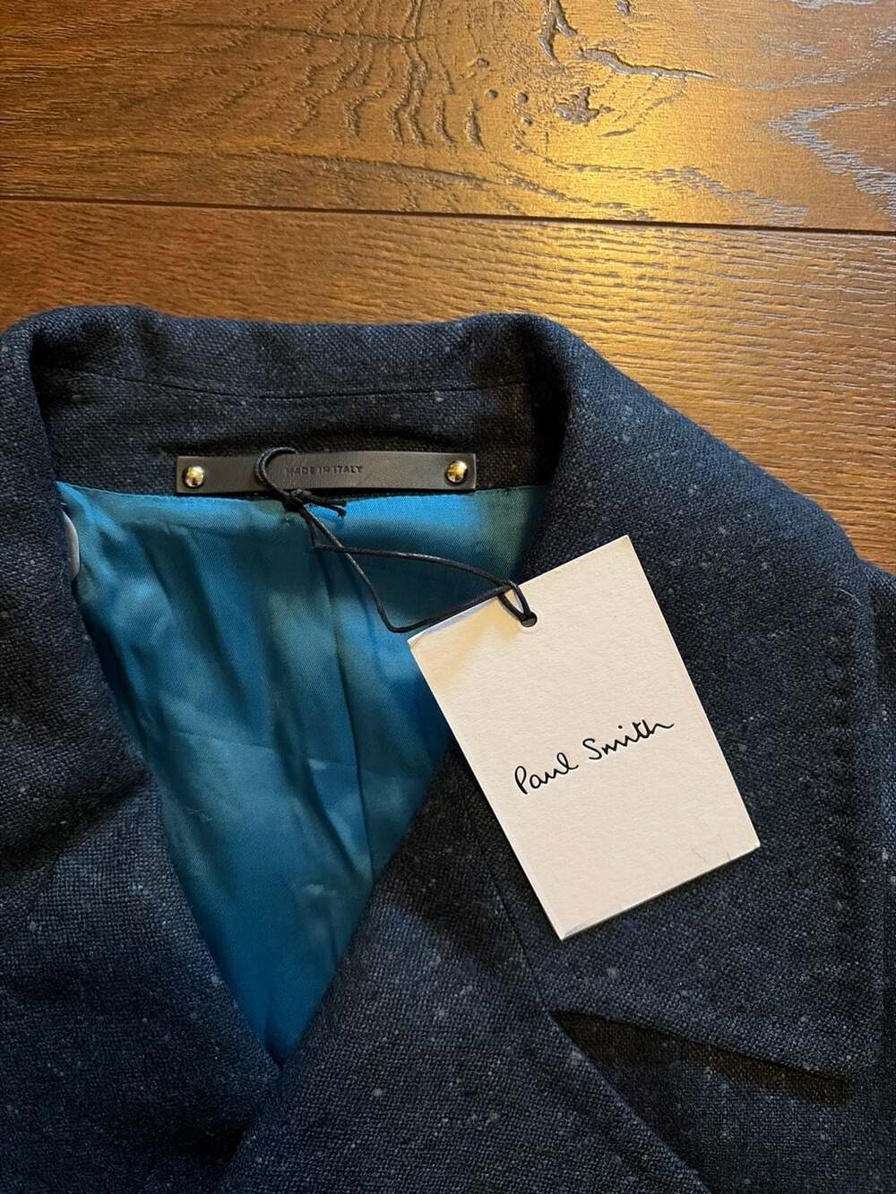 Paul Smith Made in Italy 100% Wool Navy Speckled Double Breasted Overcoat - Picture 3 of 10